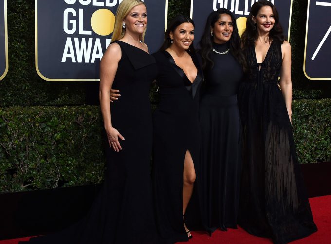 Wallpaper Reese Witherspoon, Eva Longoria, Salma Hayek, Ashley Judd, photo, Golden Globes 2018, 4k, Girls 983782477